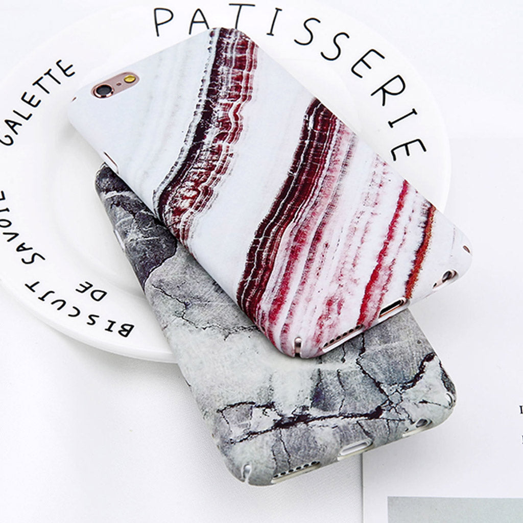 White Maroon Marble iPhone Case - MOR