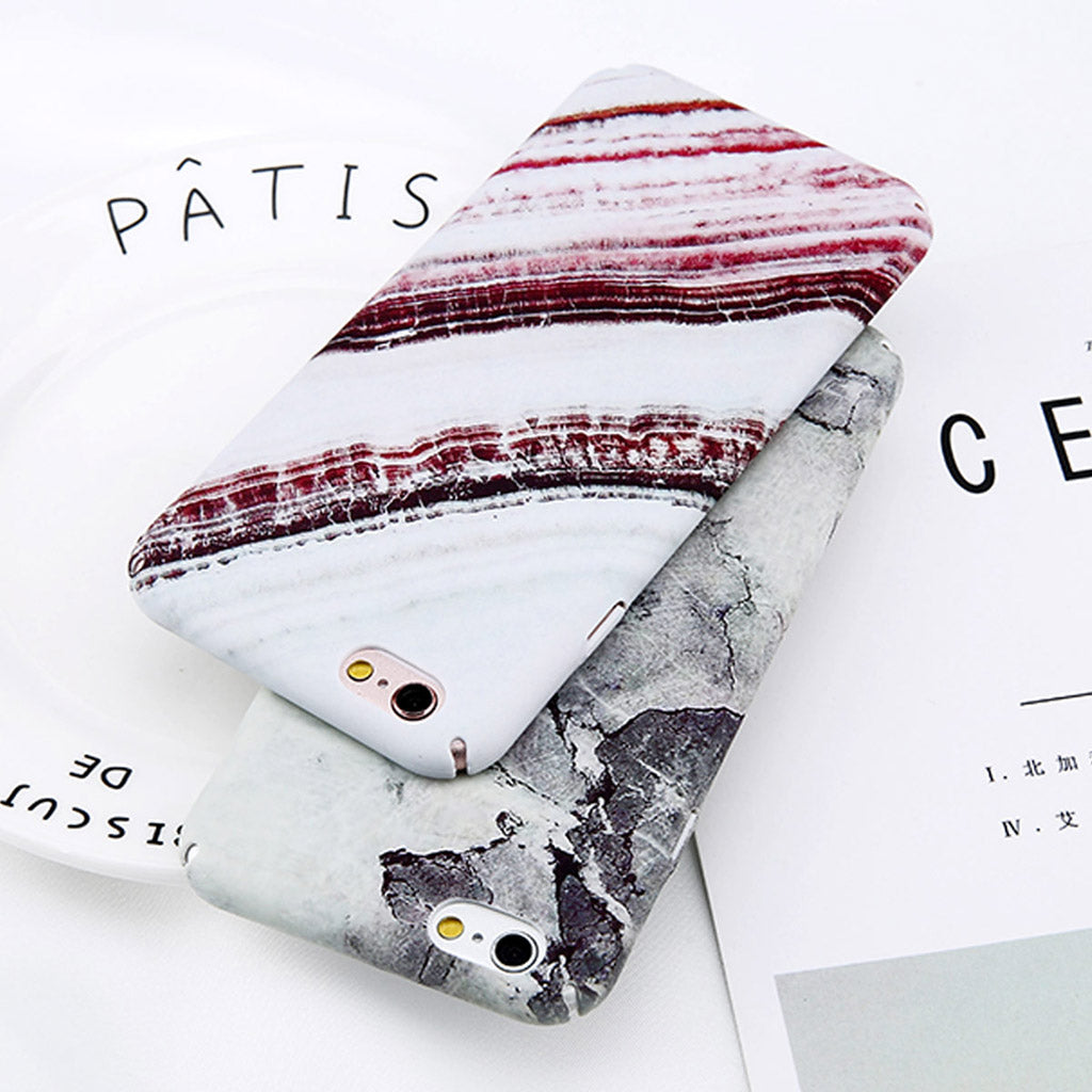 White Maroon Marble iPhone Case - MOR