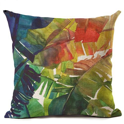 Pillow Cover Colorful Banana Leaves Print - EDY - 45x45cm