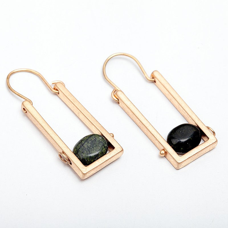 Natural Stone Ore Nickel Free Geometric Nickel Free Gold Drop Earrings from Switzerland zella.ch