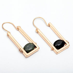 Natural Stone Ore Nickel Free Geometric Nickel Free Gold Drop Earrings from Switzerland zella.ch