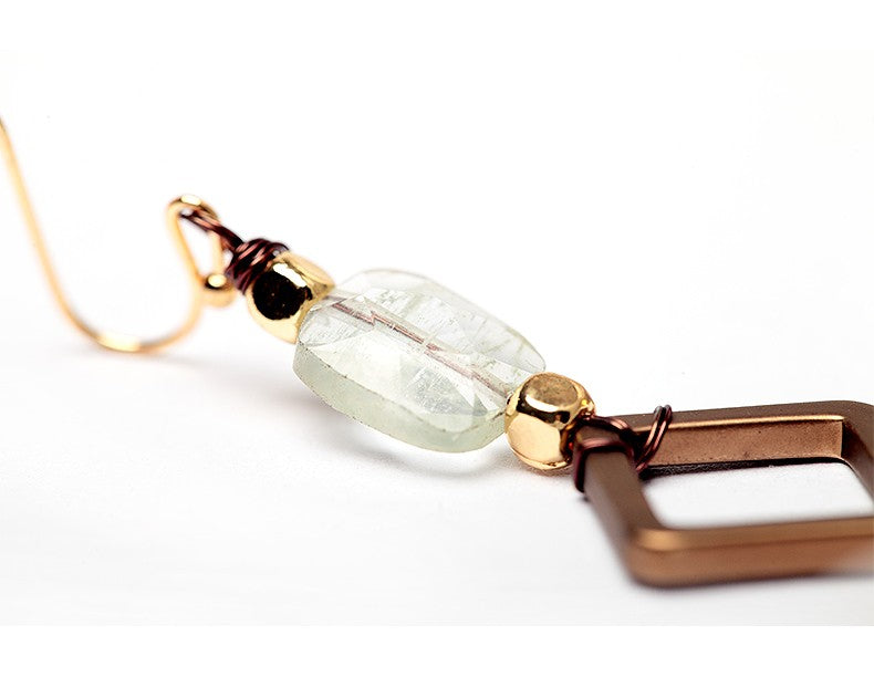 Natural Stone Nickel Free Gold Geometric Earrings from Switzerland Zella.ch
