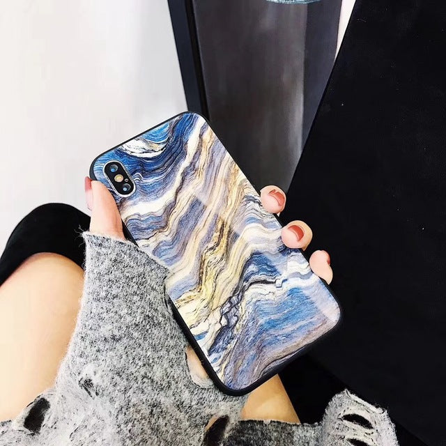 Blue Rocky Pattern iPhone Case - LYA