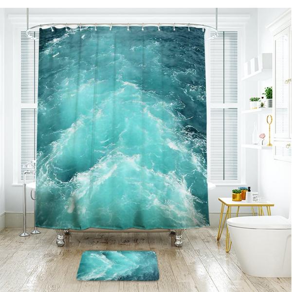 Shower Curtains Ocean Water Print - ADEL - 3 SIZES