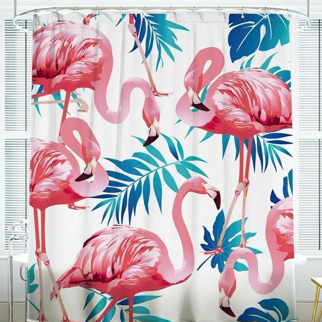 Shower Curtains Pink Flamingo Print - ANNE - 3 SIZES