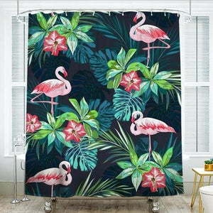 Shower Curtains Tropical Flamingo Print - AMIE - 3 SIZES