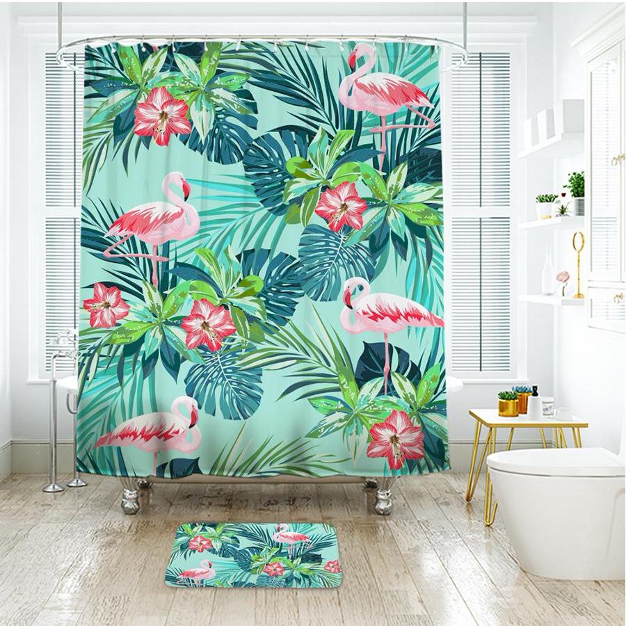 Shower Curtains Tropical Flamingo Print - ANYA - 3 SIZES