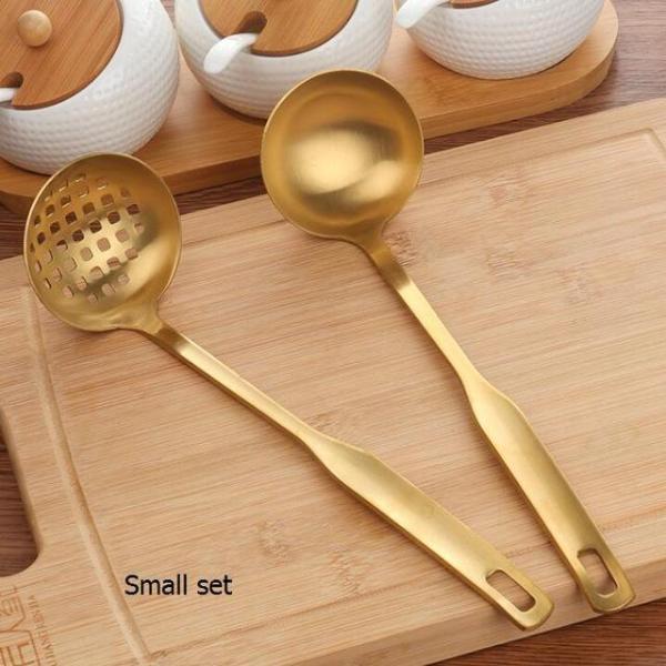 Stainless Steel Frosted Soup Ladle & Colander Spoon Set - BERTHA