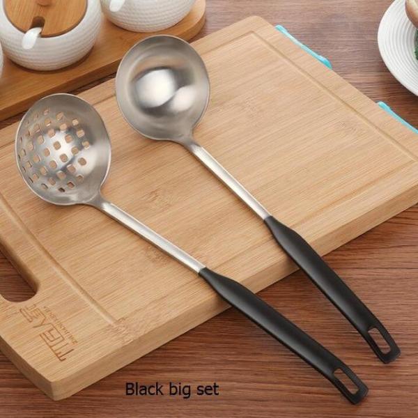 Stainless Steel Frosted Soup Ladle & Colander Spoon Set - BERTHA