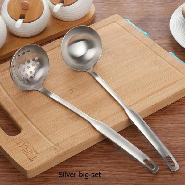 Stainless Steel Frosted Soup Ladle & Colander Spoon Set - BERTHA