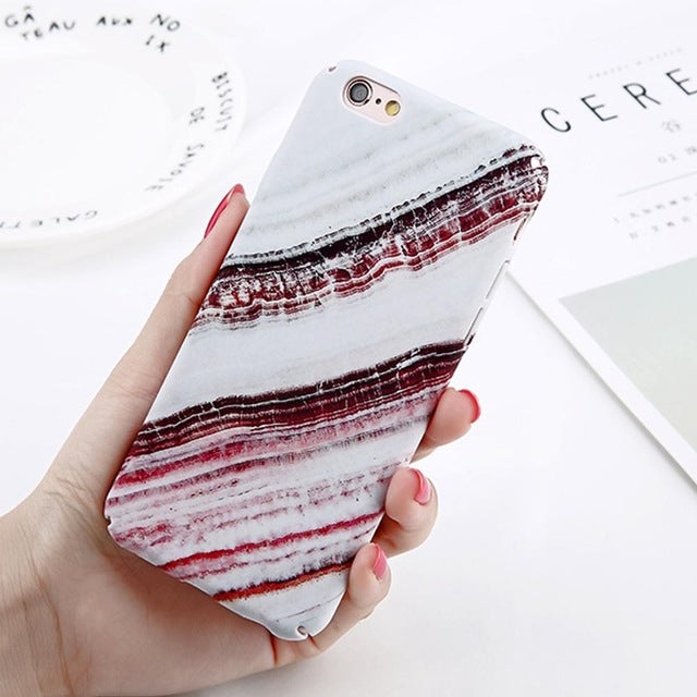 White Maroon Marble iPhone Case - MOR