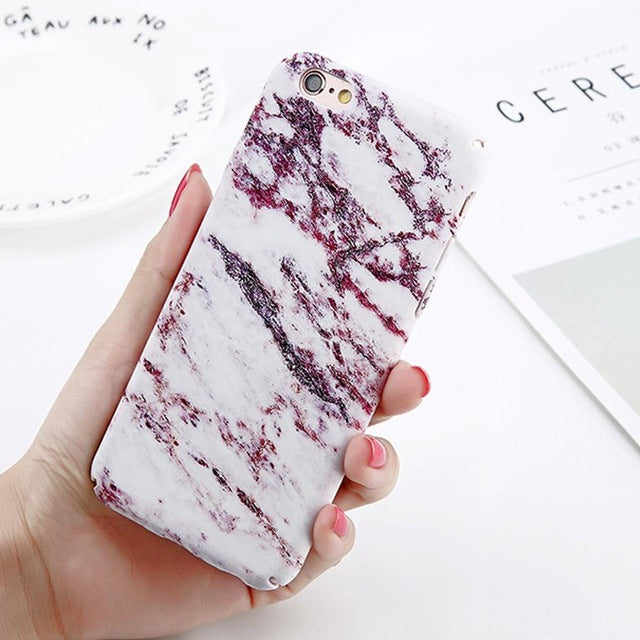 White Maroon Marble iPhone Case - NEL