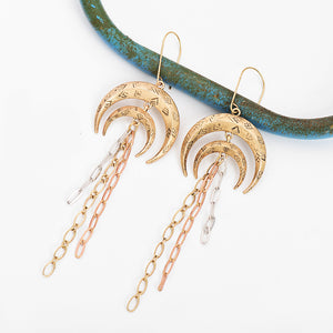 Ethnic Moon Shape Nickel Free Gold Drop Earrings from Switzerland zella.ch