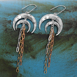 Ethnic Moon Shape Nickel Free Gold Drop Earrings from Switzerland zella.ch