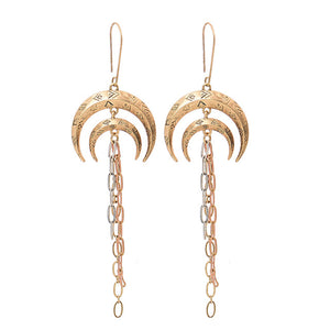 Ethnic Moon Shape Nickel Free Gold Drop Earrings from Switzerland zella.ch