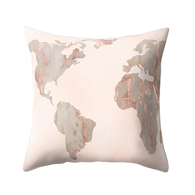Pillow Cover World Map Print - KAE - 45x45cm