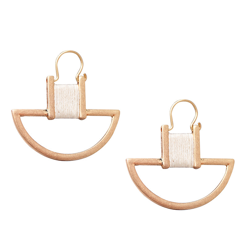 Nickel Free Geometric Antique Gold Cotton Thread Wrapped Drop Earrings from Switzerland zella.ch