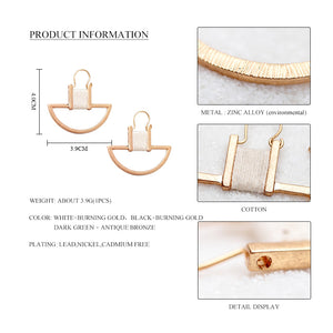 Nickel Free Geometric Antique Gold Cotton Thread Wrapped Drop Earrings from Switzerland zella.ch