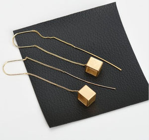 Gold Box Square Nickel Free Line Drop Earrings from Switzerland zella.ch