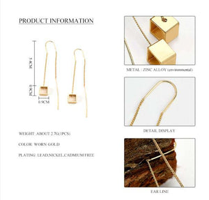 Gold Box Square Nickel Free Line Drop Earrings from Switzerland zella.ch