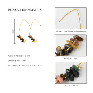 Nickel Free Natural Earth Tone Stone Gold Hook Earrings from Switzerland ZELLA.CH